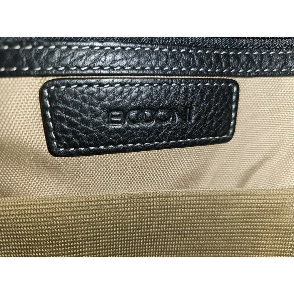 Boconi Black Tumbled Leather Messenger Laptop Bag 16x11x3.5